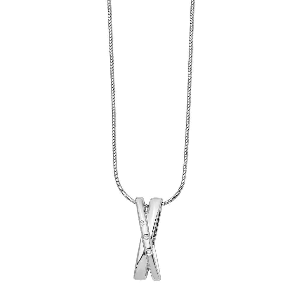 White Ice Sterling Silver Diamond Accent Crossover Necklace, Women's, Size: 18" Product Image