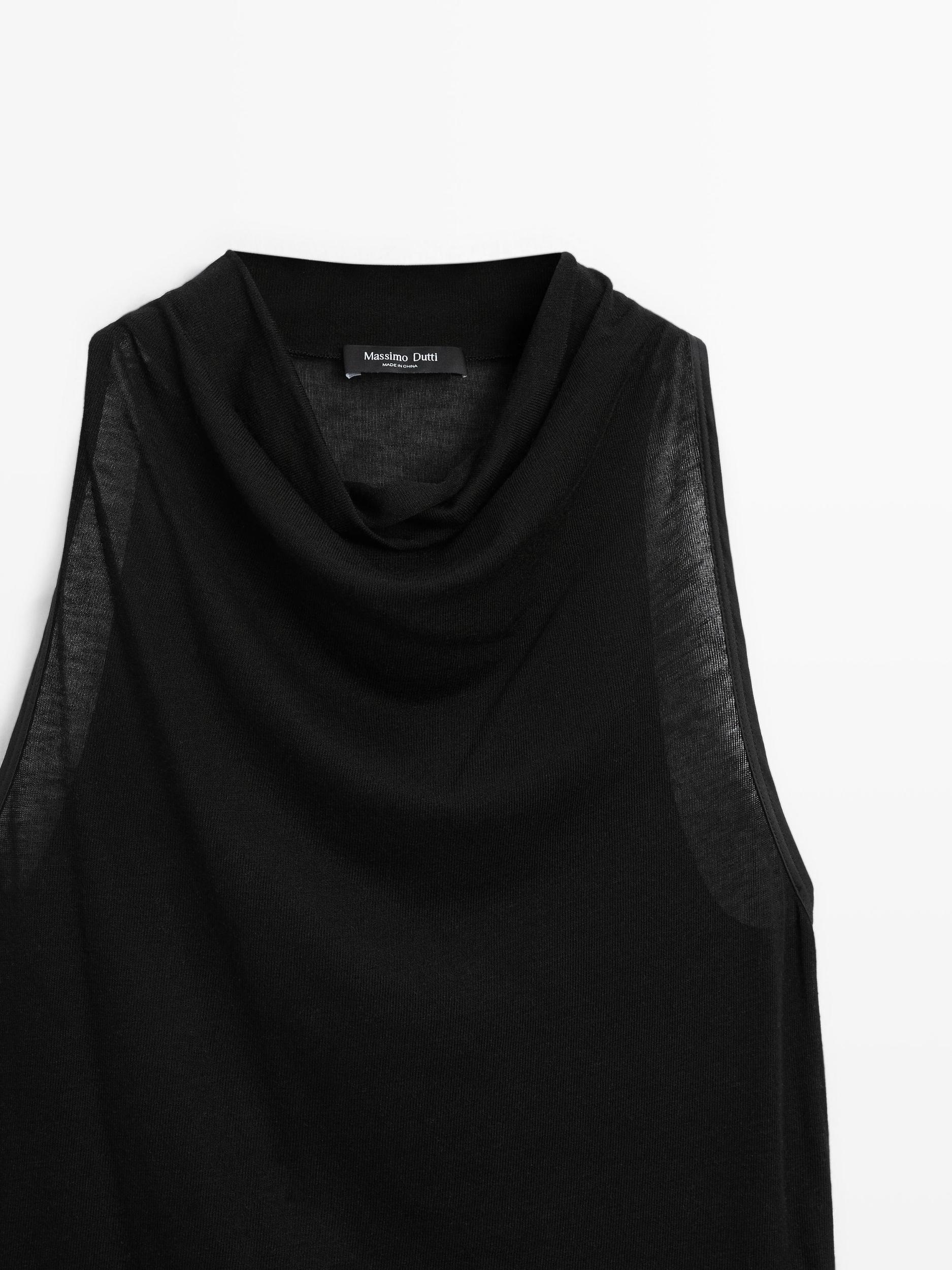 Sleeveless top with draped neckline Product Image