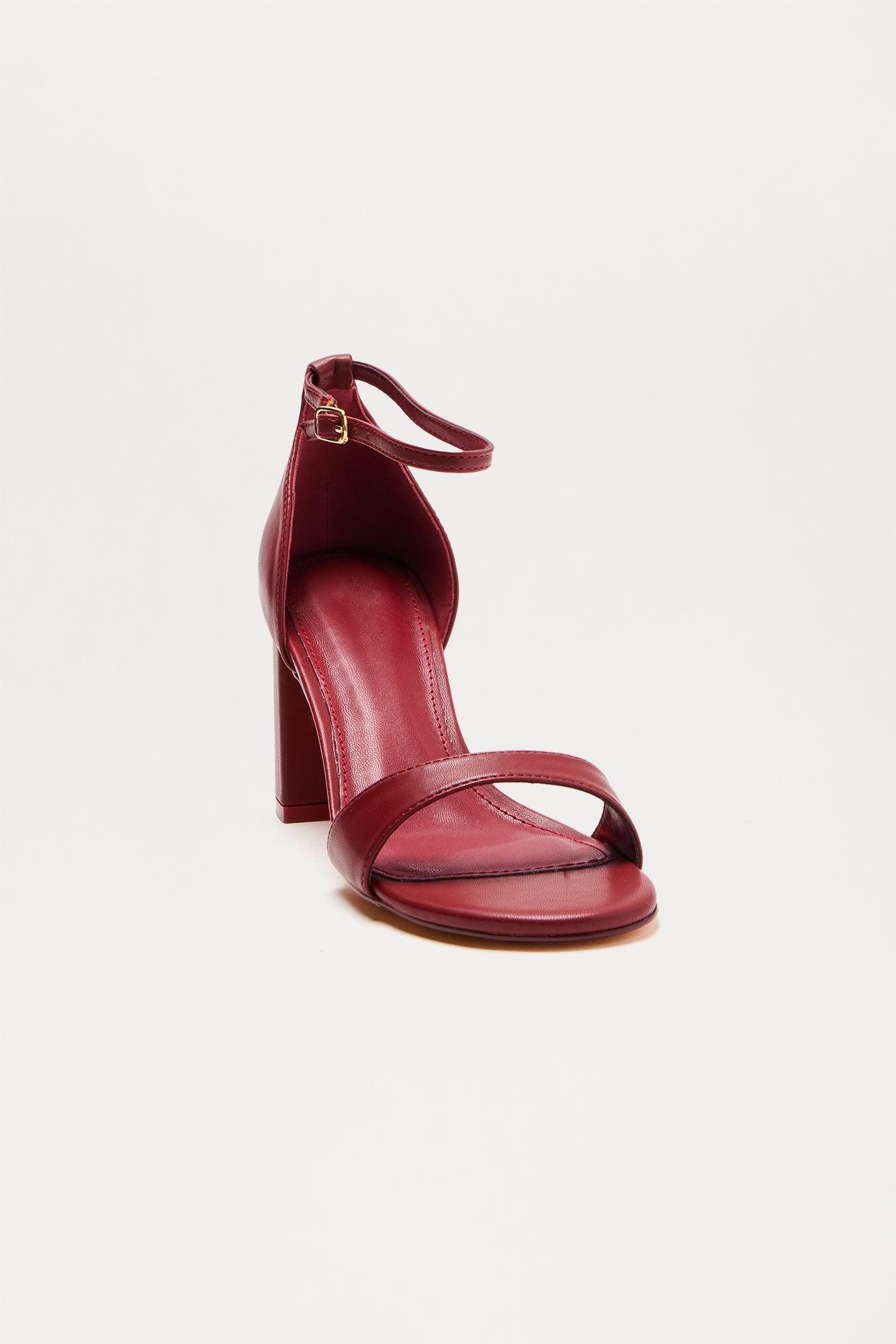 Calisay Faux Leather Block Heels - Wine Female Product Image