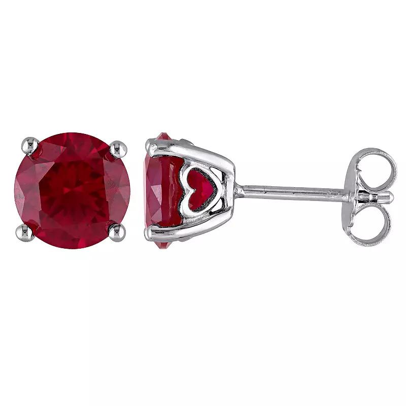 Stella Grace Sterling Silver & Gemstone Round Stud Earrings, Women's, Created Red Product Image