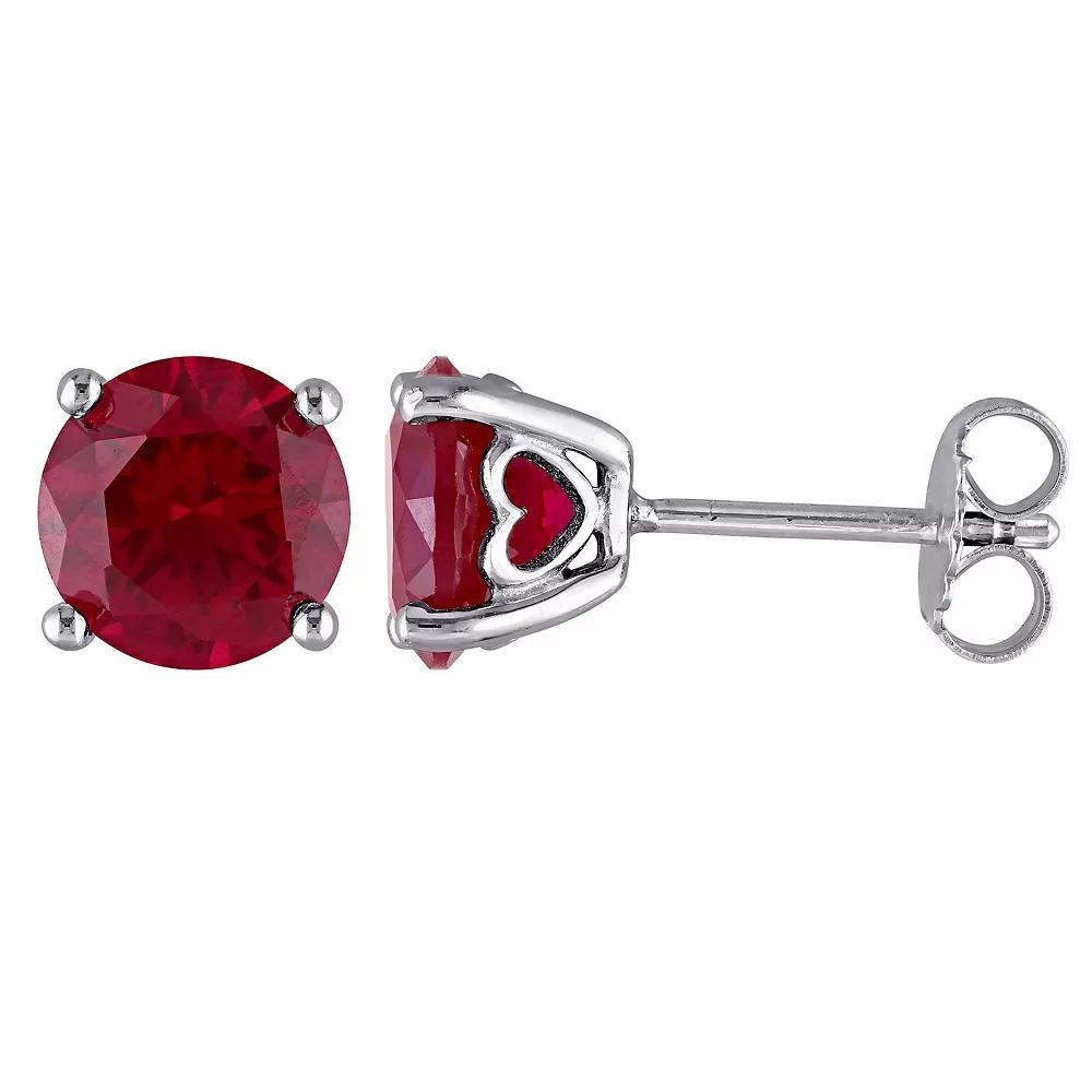 Stella Grace Sterling Silver & Gemstone Round Stud Earrings, Women's, Created Red Product Image