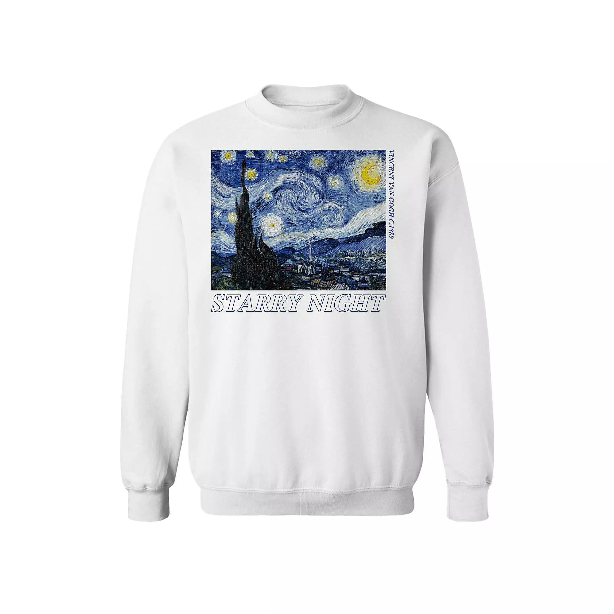 Junior's Starry Night Graphic Fleece Sweatshirt, Women's, Size: Medium, White Product Image