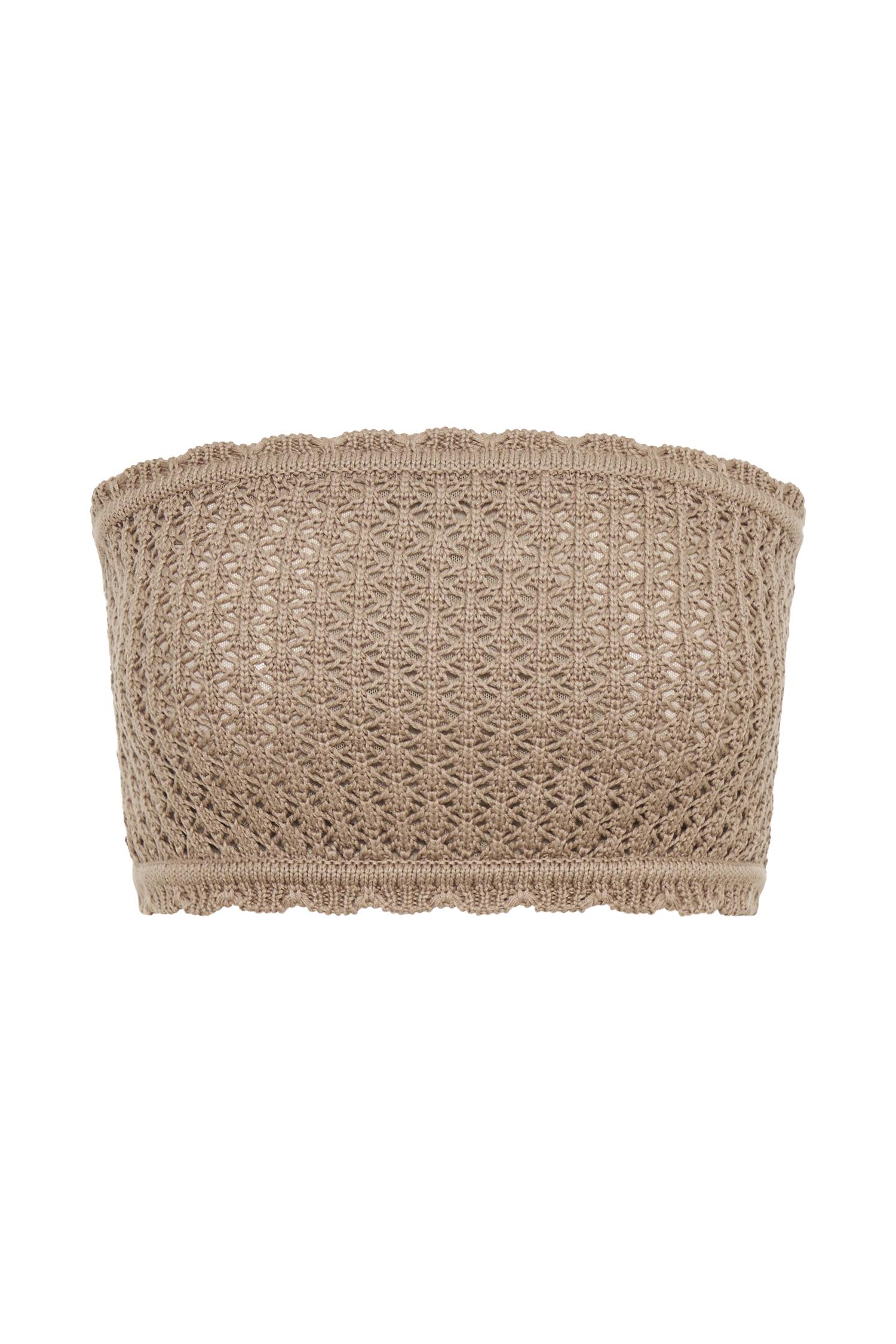 Serina Knit Crop Top - Taupe Product Image