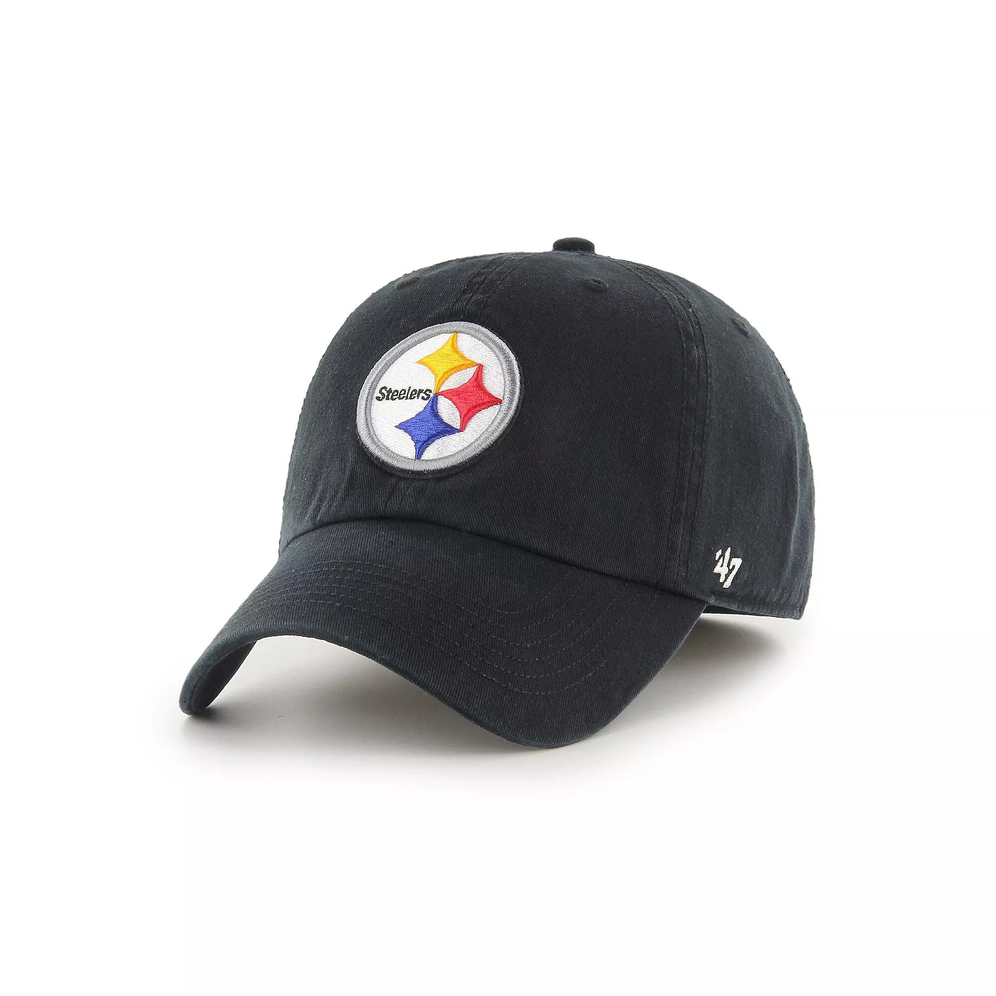 Men's '47 Black Pittsburgh Steelers Franchise Logo Fitted Hat,  Product Image
