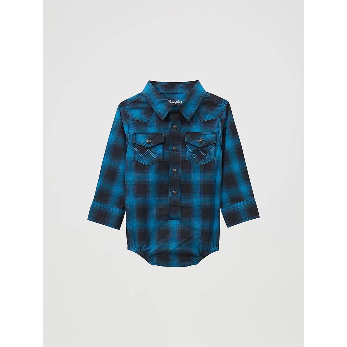 Baby Boy's Long Sleeve Western Snap Bodysuit in Coal Product Image