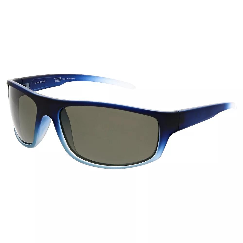 Men's Tek Gear® 64mm Rubberized Wrap Polarized Sunglasses, Blue Gradient Product Image