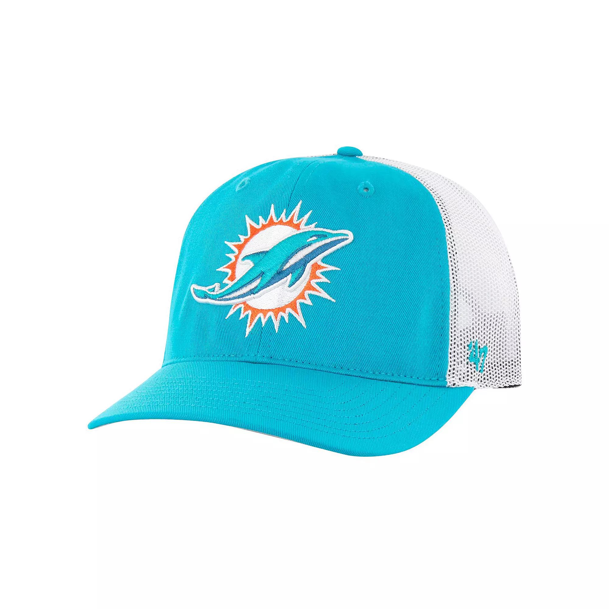 Men's '47 Aqua/White Miami Dolphins Team Unstructured Trucker Adjustable Hat, Turquoise A Product Image