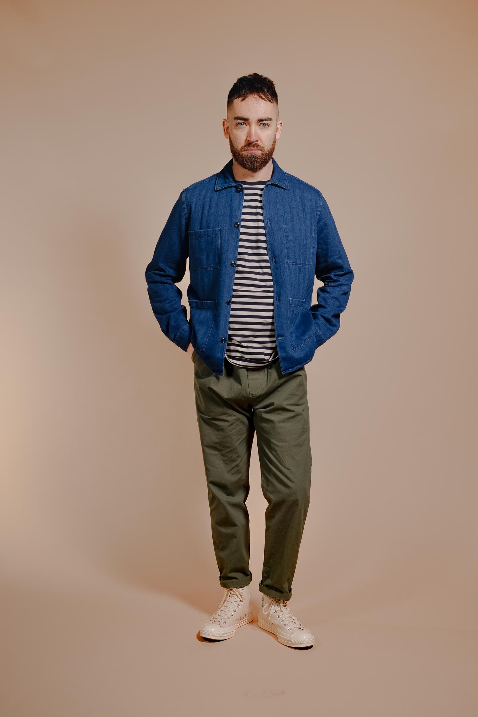 Indigo Herringbone Atelier Overshirt Product Image