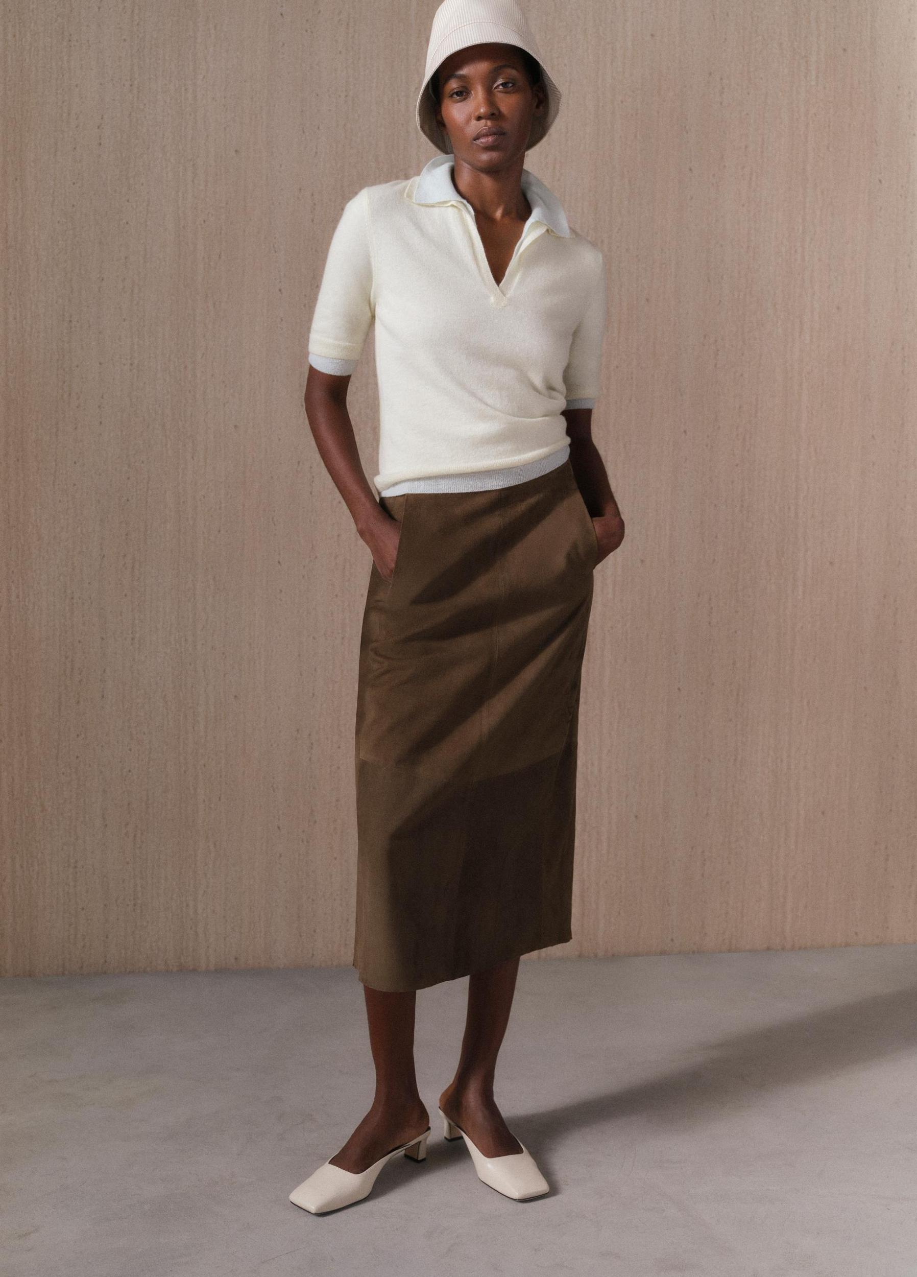 Suede Slim Midi Skirt Product Image