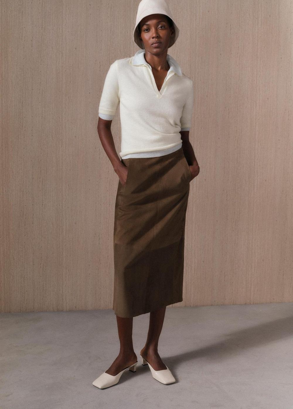 Suede Slim Midi Skirt Product Image