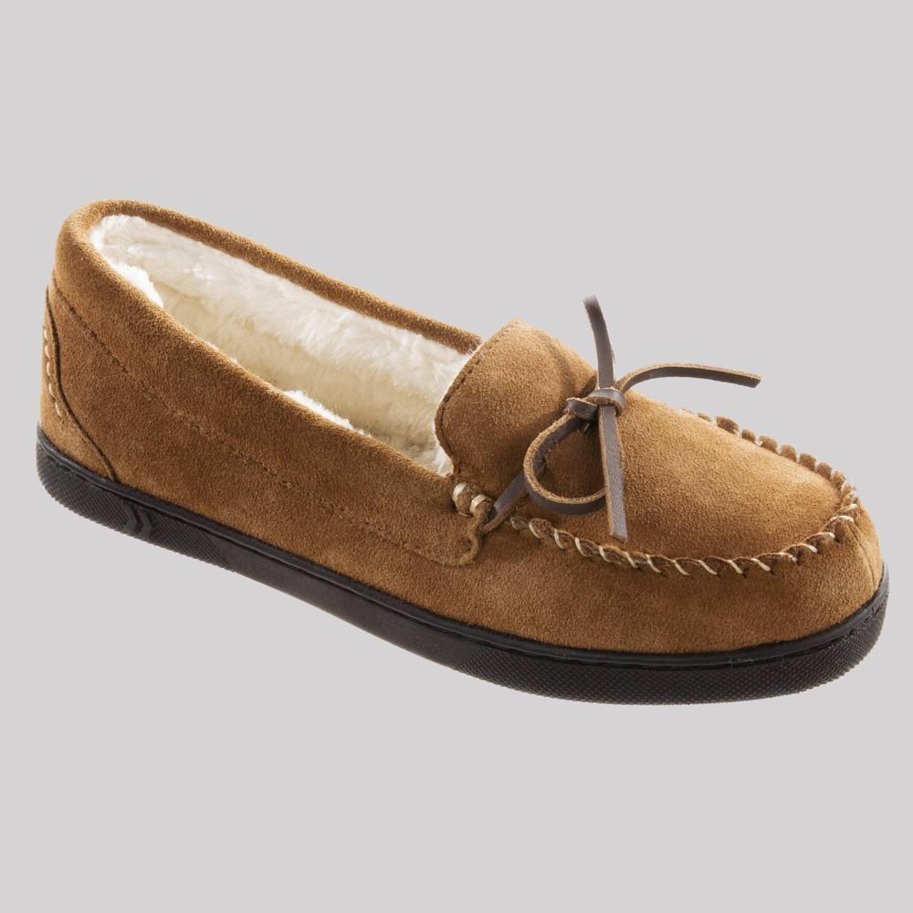 Isotoner Women's Genuine Suede Moccasin Slippers - Gray L Product Image