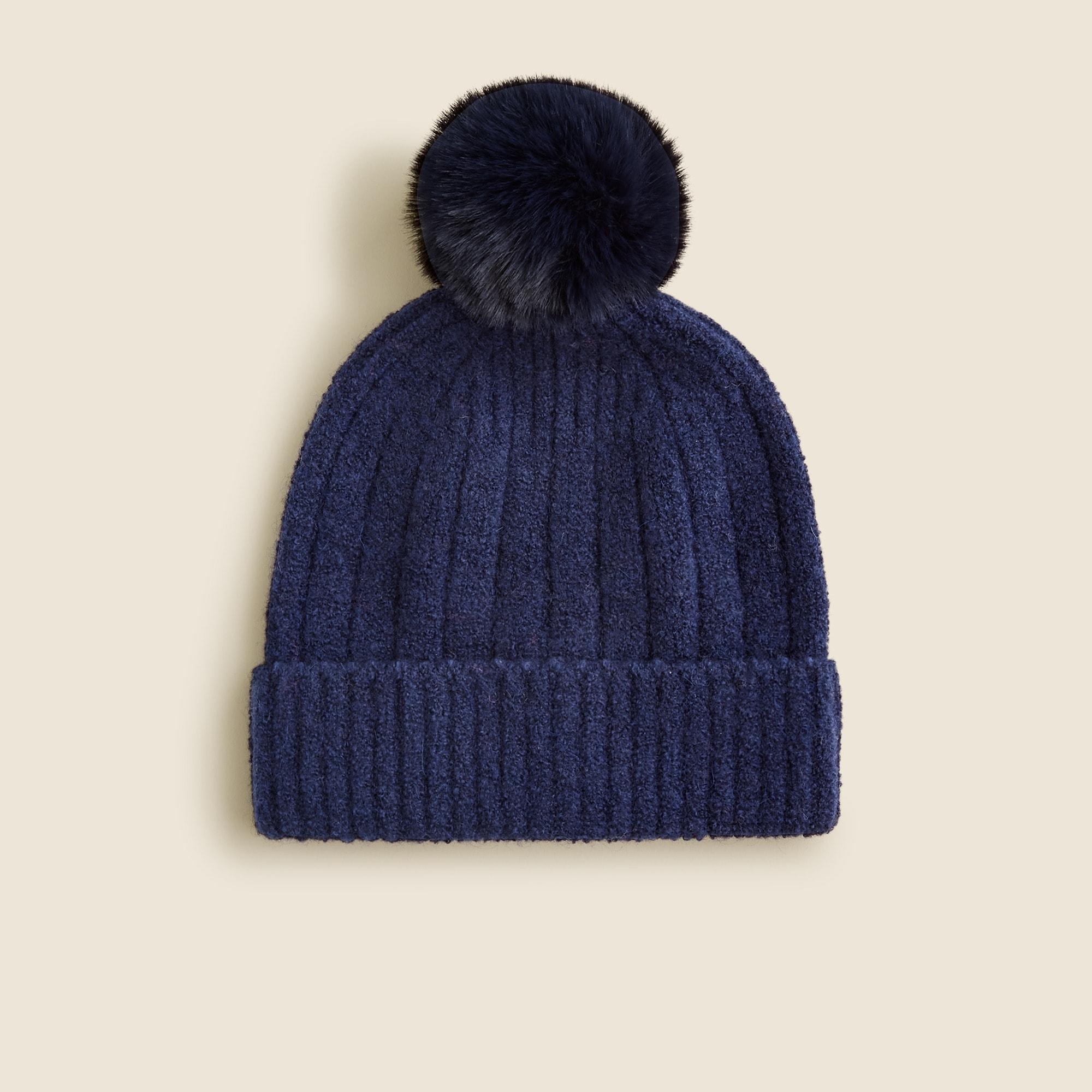 Ribbed pom-pom beanie in Supersoft yarn Product Image