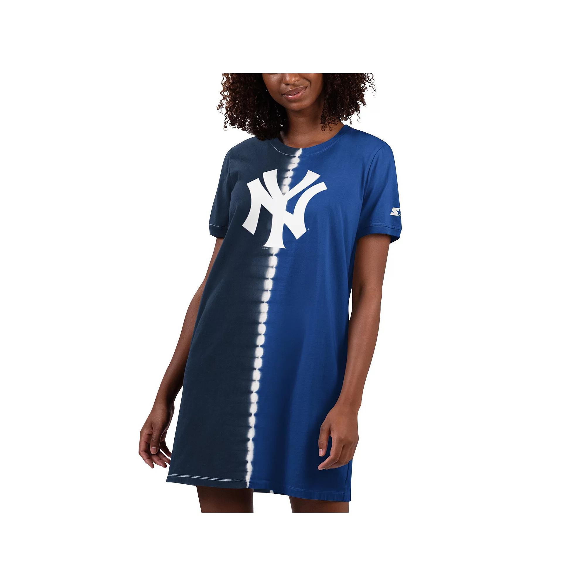 Women's Starter Navy/Royal New York Yankees Ace Tie-Dye Sneaker Dress, Size: XL, Blue Product Image