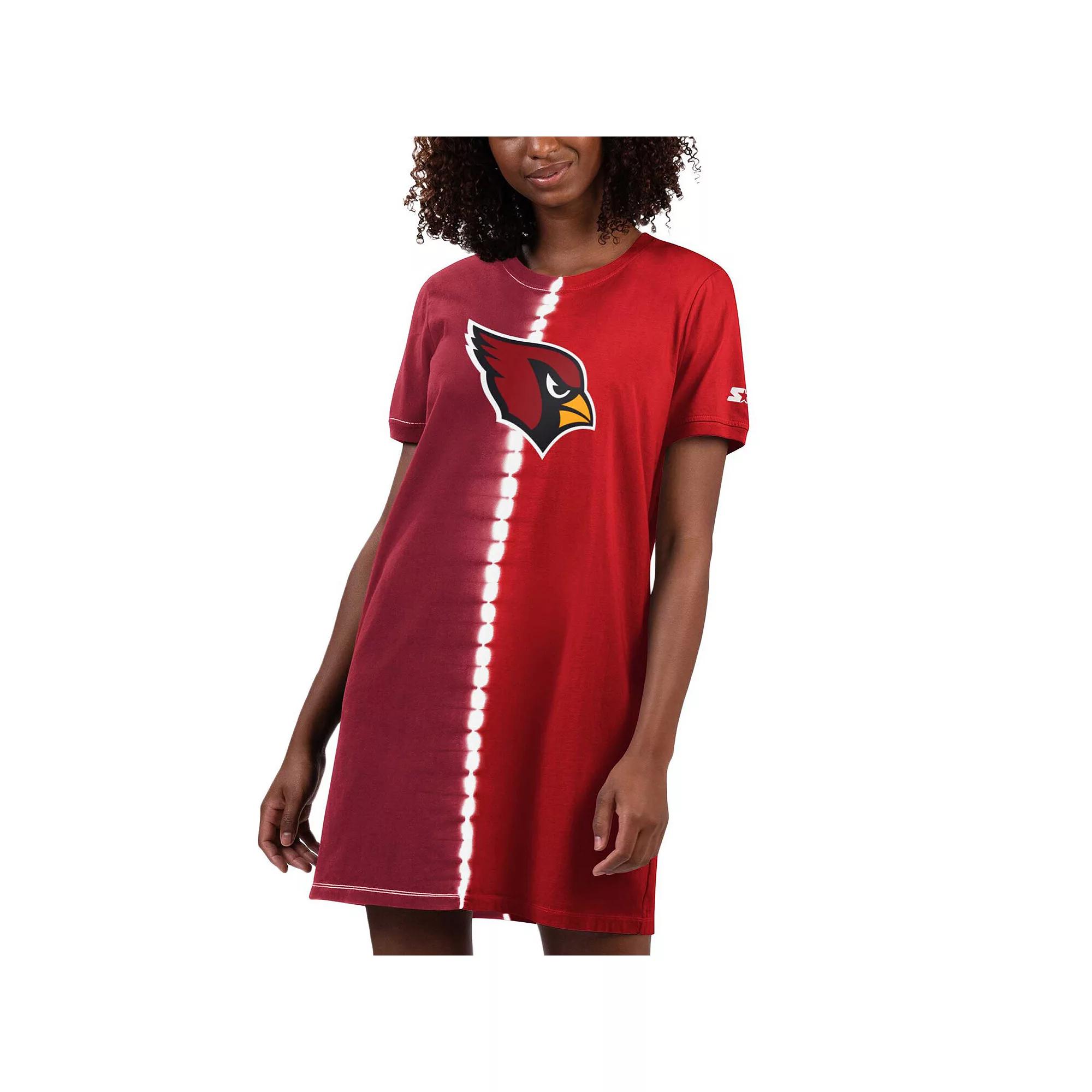 Women's Starter Cardinal Arizona Cardinals Ace Tie-Dye T-Shirt Dress, Size: 2XL, Red Product Image