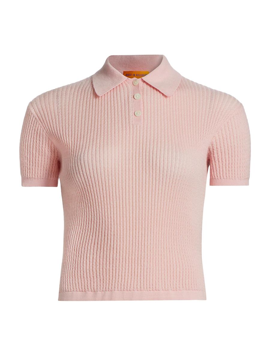 Womens Shrunken Cashmere Polo Shirt Product Image