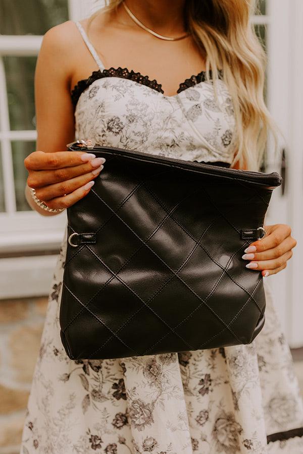 Posh Mode Faux Leather Clutch in Black Product Image