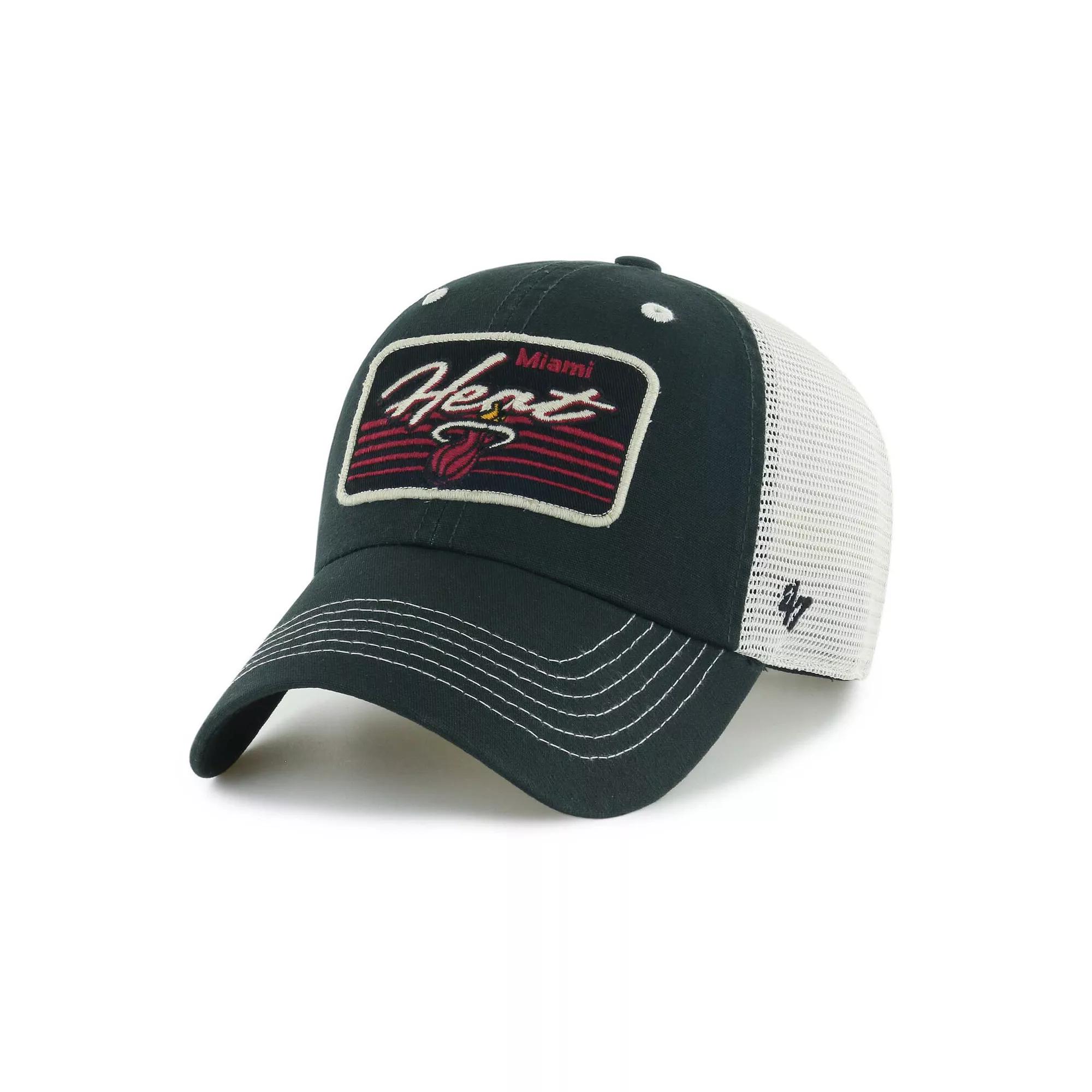 Men's '47 Black Miami Heat Five Point Patch Clean Up Adjustable Hat Product Image