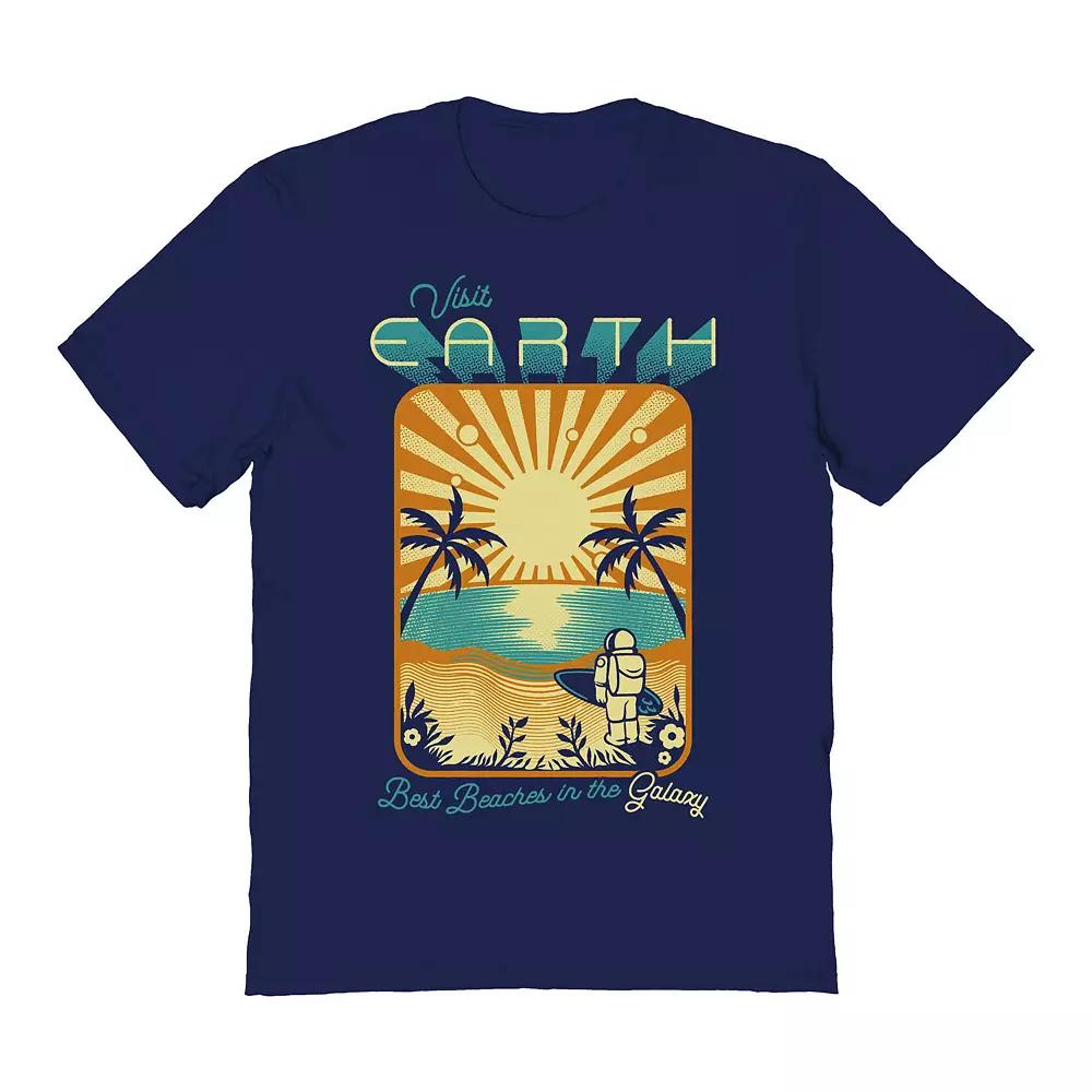 Mens COLAB89 by Threadless Astronaut Visit Earth Graphic Tee Blue Product Image