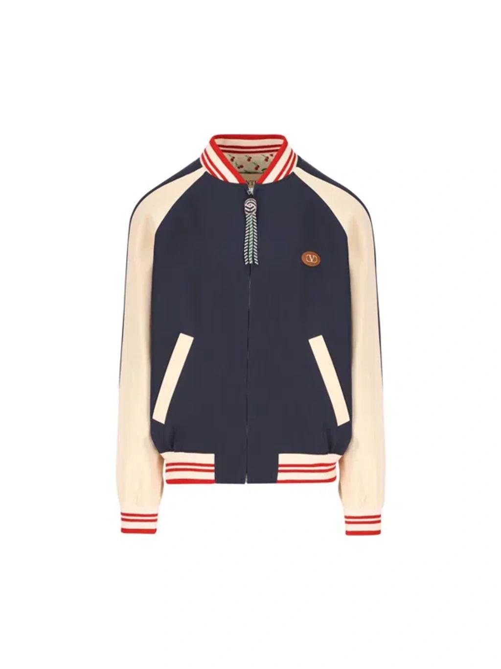 VALENTINO La Chat De La Maison Wool Bomber Jacket In Black Product Image