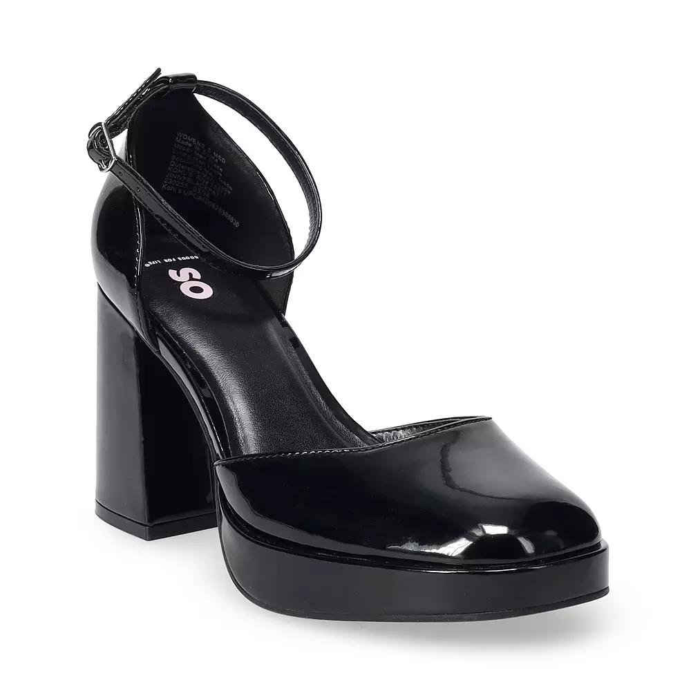 SO® Jinny Juniors' Ankle Strap Platform Shoes, Women's,  Product Image