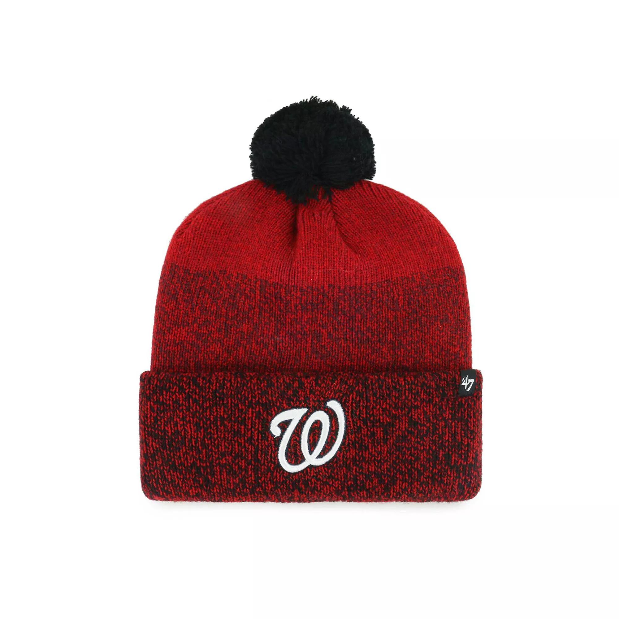 Men's '47 Red Washington Nationals Darkfreeze Cuffed Knit Hat with Pom Product Image