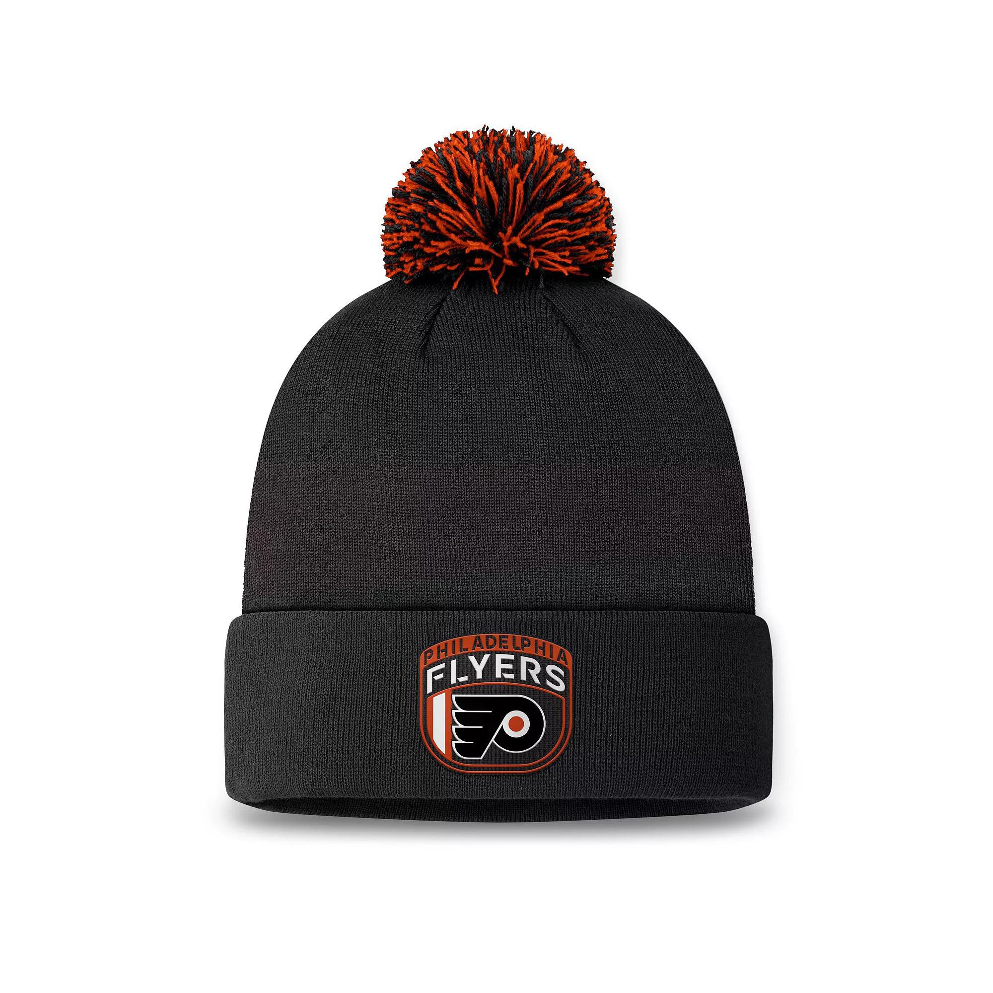 Men's Fanatics Black Philadelphia Flyers 2024 NHL Draft Cuffed Knit Hat with Pom, Fly Black Product Image