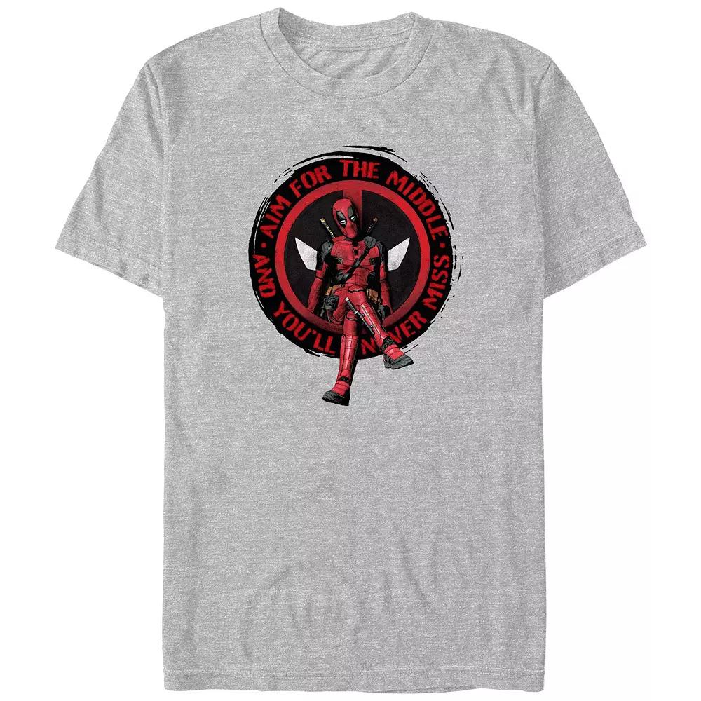 Big & Tall Marvel Deadpool Aim For The Middle Graphic Tee, Men's, Size: 3XL Tall, Athletic Grey Product Image