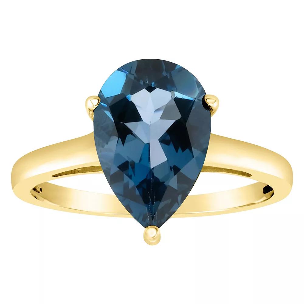 Alyson Layne 14k Gold Pear Cut London Blue Topaz Solitaire Ring, Women's, Size: 7, 14k White Gold Product Image