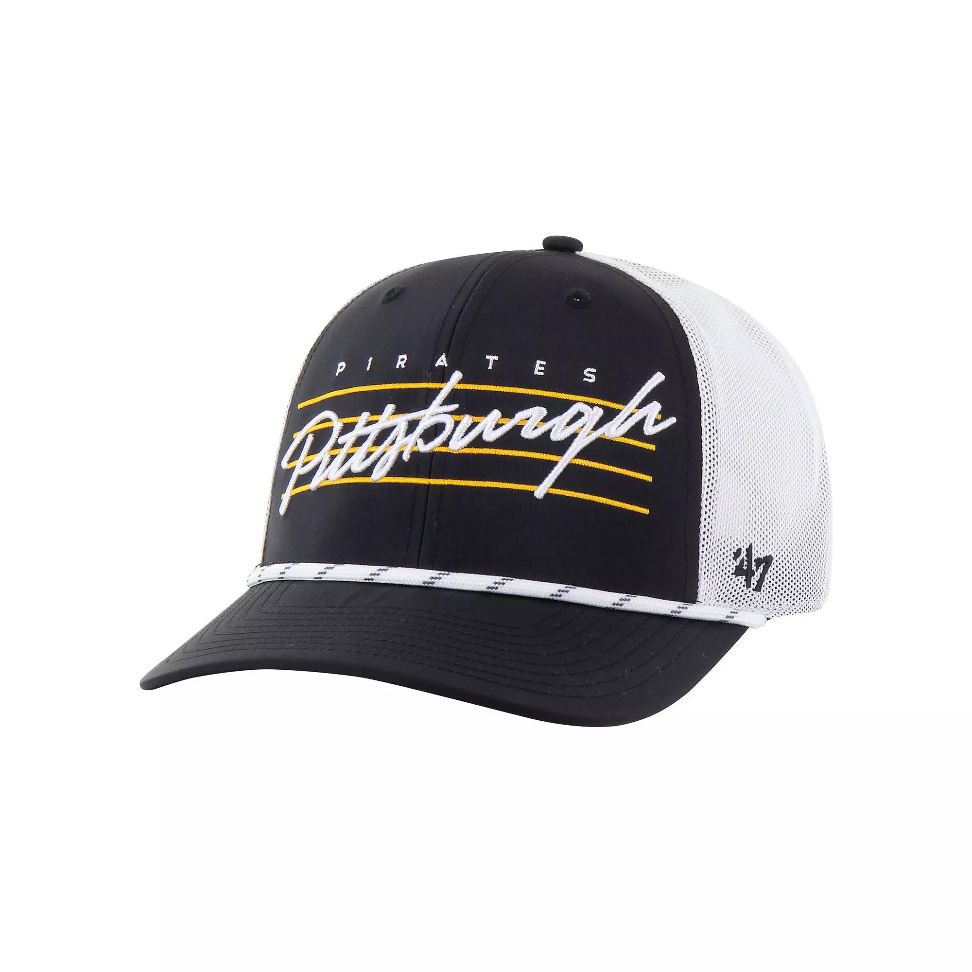 Men's '47 Black Pittsburgh Pirates Downburst Trucker Adjustable Hat Product Image