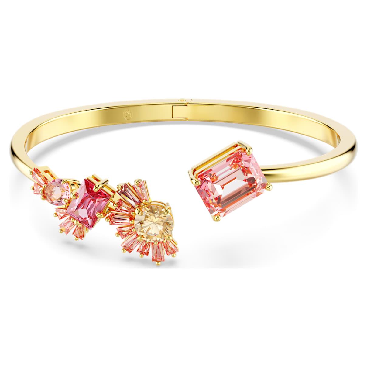 SWAROVSKI Gema Bangle Gold Shiny Pink In Silver Tone Product Image