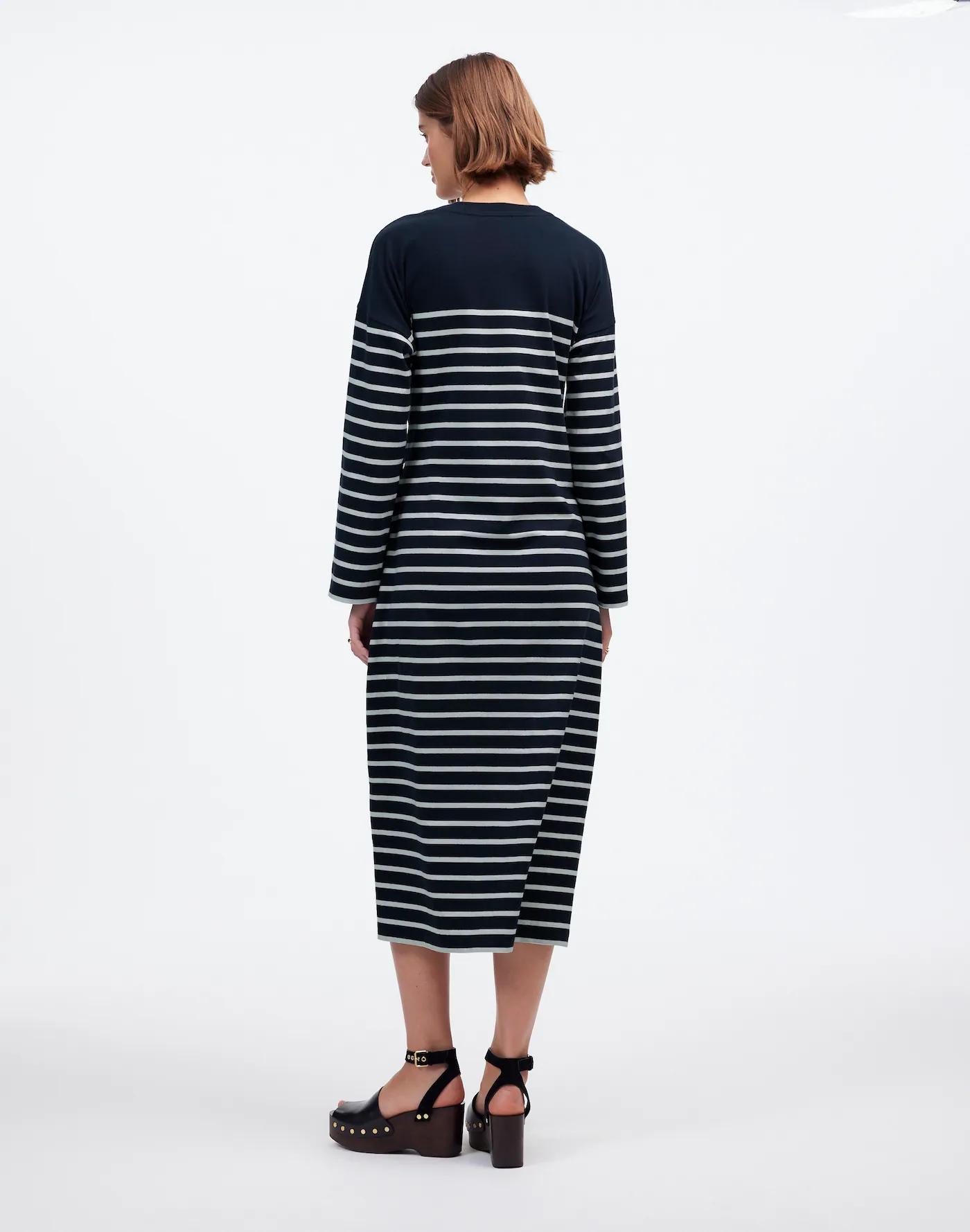 Side-Tie Knit Maxi Dress in Stripe Product Image
