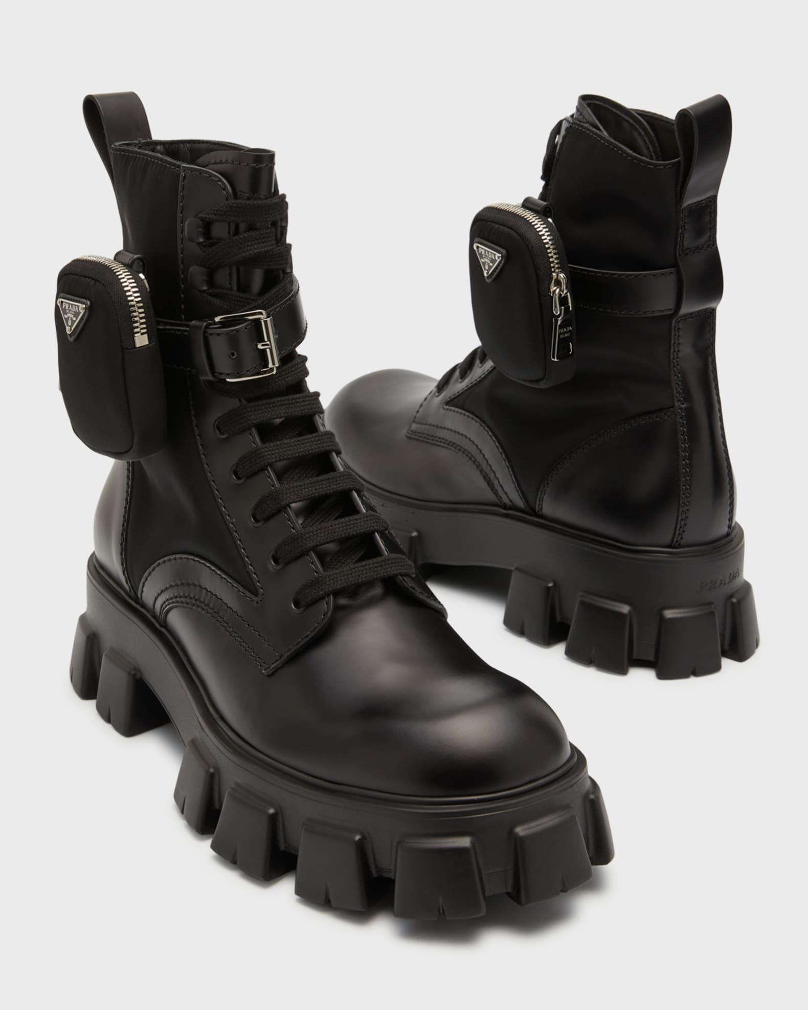 Men's Re-Nylon & Leather Zip Pocket Combat Boots Product Image