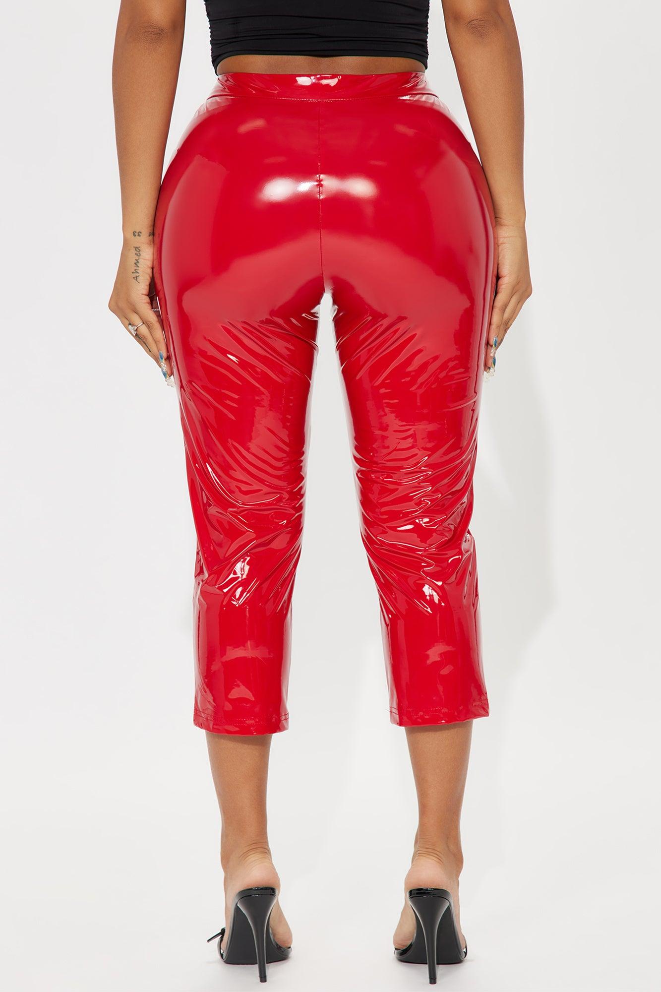 Late Night Texts Vinyl Capri Pant - Red Product Image