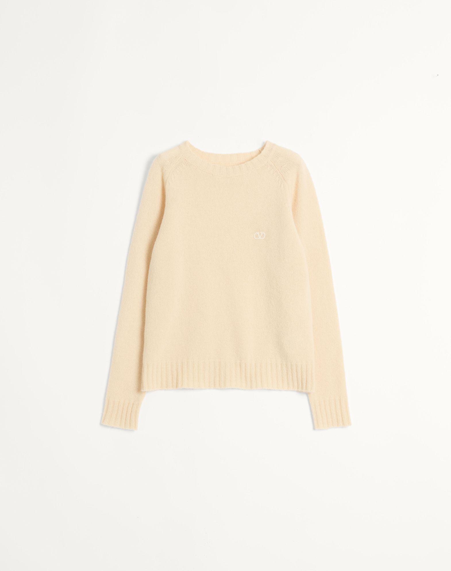 Shetland Wool Crewneck Sweater With Vlogo Embroidery Product Image