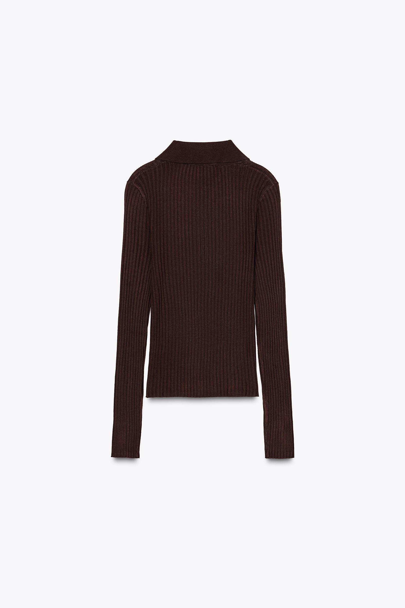 RIBBED KNIT POLO SWEATER Product Image