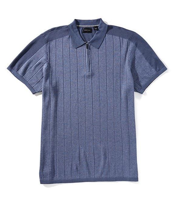 Perry Ellis Big & Tall Color Block Quarter-Zip Short Sleeve Polo Shirt Product Image