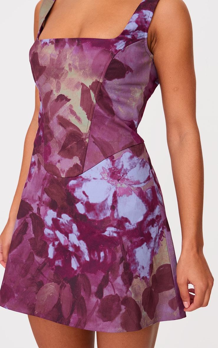  Mauve Floral Corset A Line Shift Dress Product Image