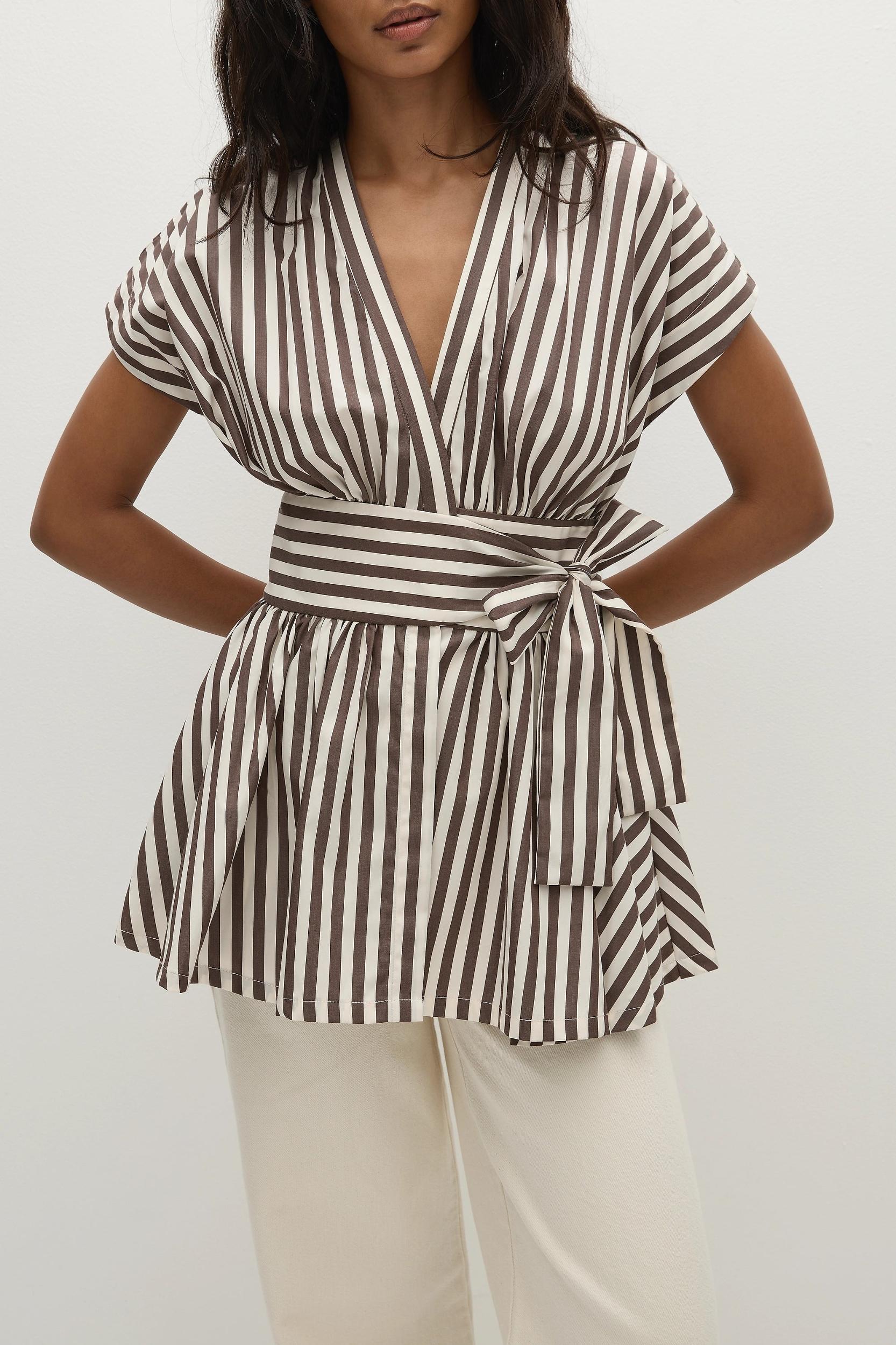 Vera Maxi Dress Norway Stripe Espresso - Final Sale Product Image