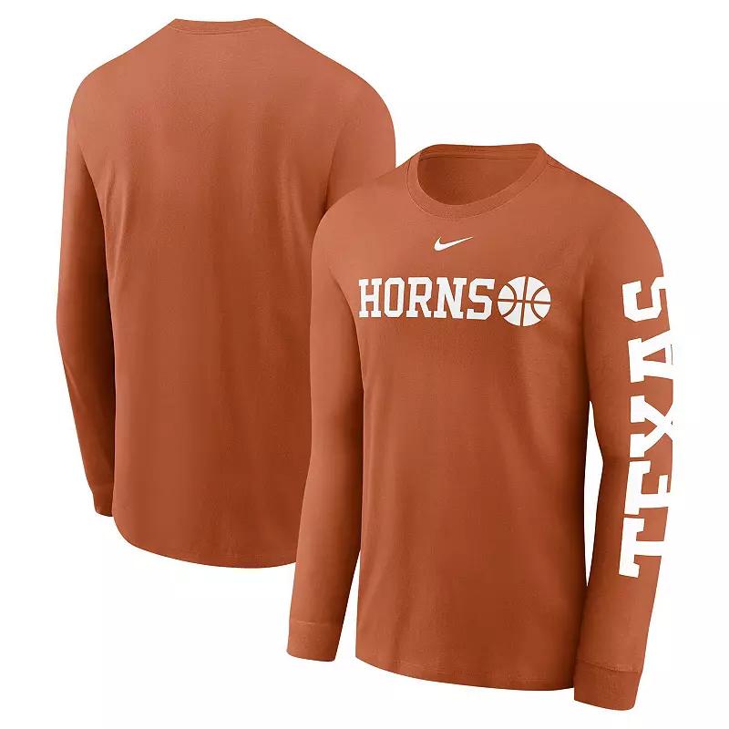 Men's Nike Texas Orange Texas Longhorns Basketball Icon Two-Hit Long Sleeve T-Shirt,  Product Image