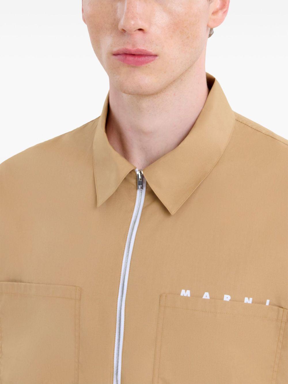 logo-print cotton shirt jacket  Product Image