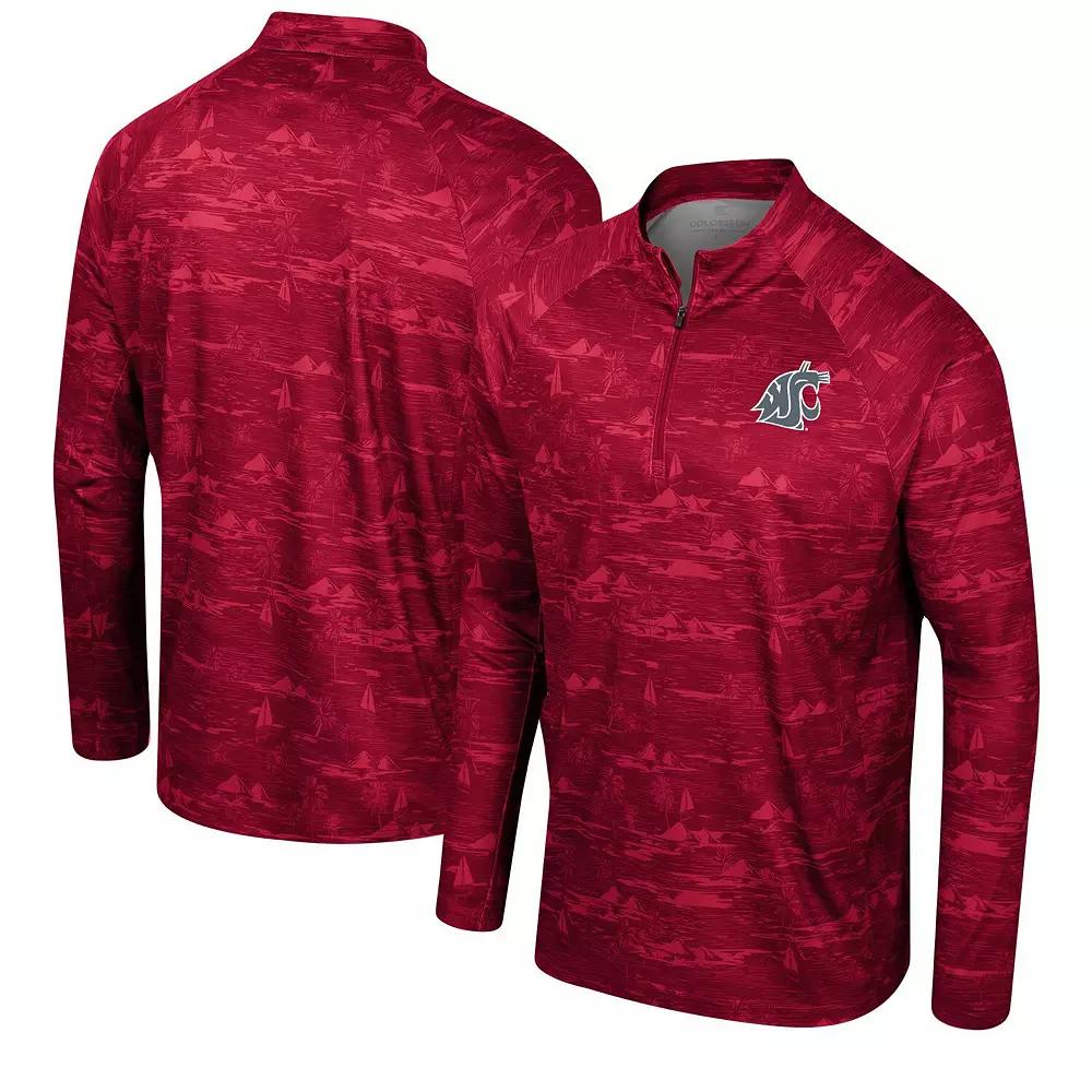 Men's Colosseum Crimson Washington State Cougars Carson Raglan Quarter-Zip Jacket,  Product Image
