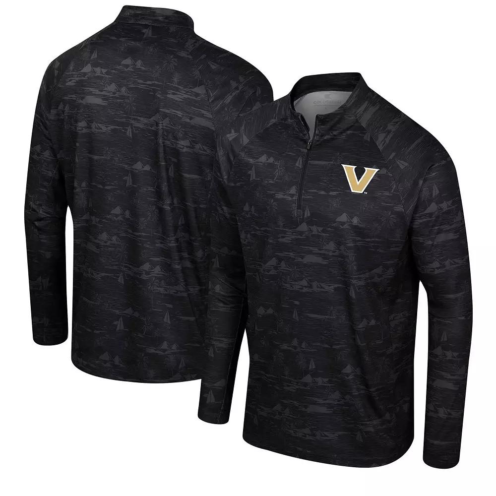 Men's Colosseum Black Vanderbilt Commodores Carson Raglan Quarter-Zip Jacket,  Product Image