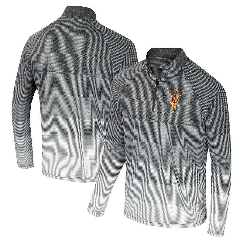 Men's Colosseum Gray Clemson Tigers AI Striped Mesh Quarter-Zip Raglan Windshirt,  Product Image