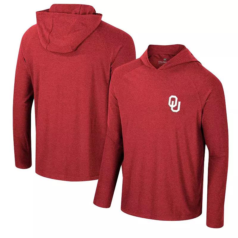 Men's Colosseum Crimson Oklahoma Sooners Cloud Jersey Raglan Long Sleeve Hoodie T-Shirt, Size: Medium, Red Product Image
