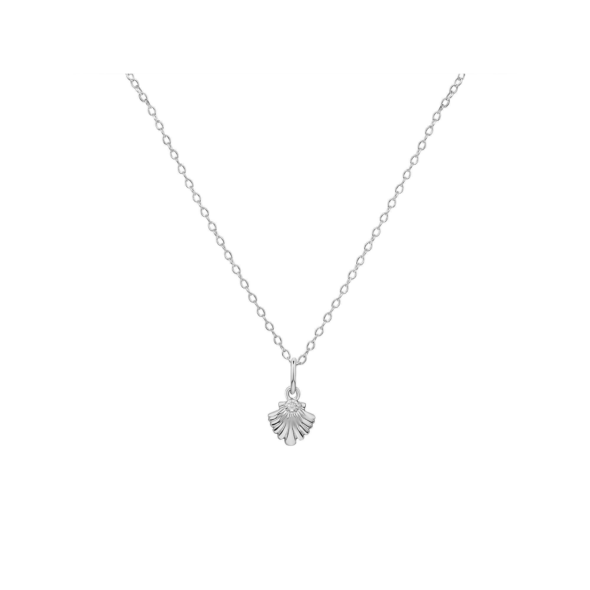 PRIMROSE Sterling Silver Cubic Zirconia Polished Seashell Pendant Necklace, Women's, Size: 18", Sterling Clear Product Image