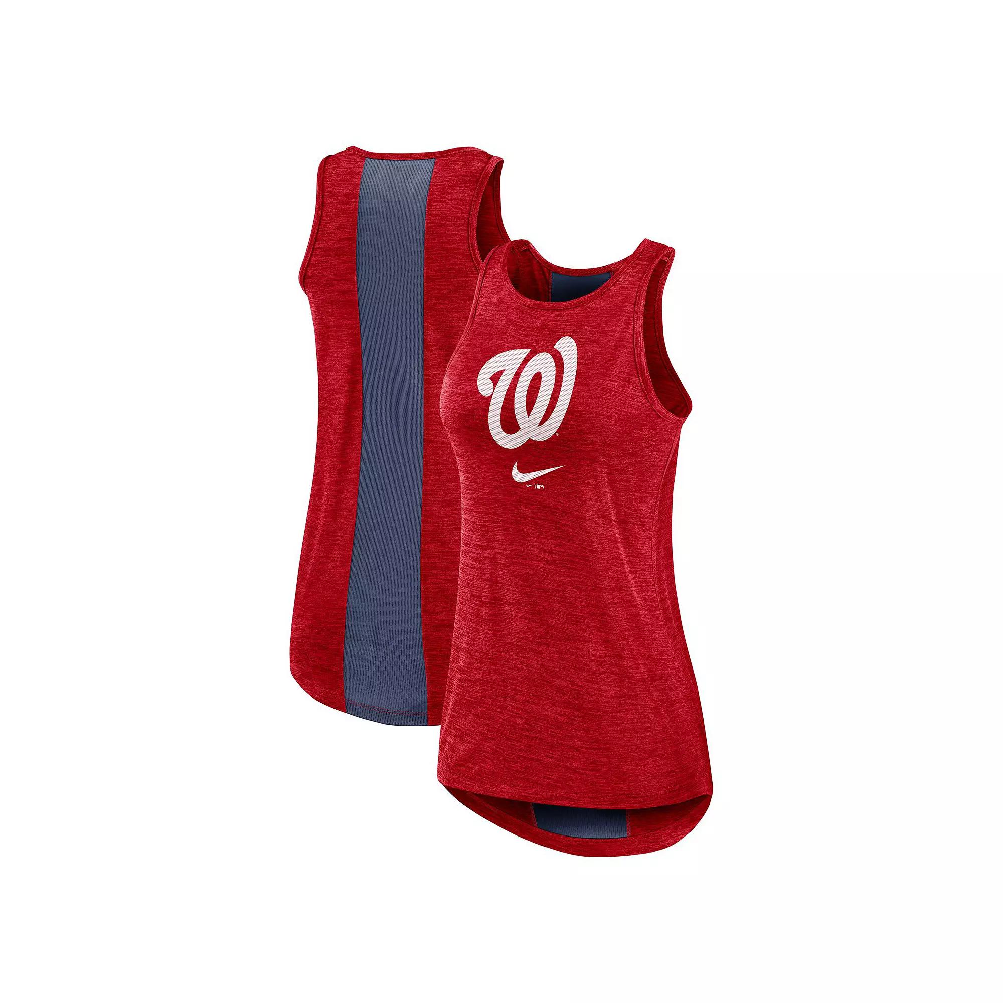 Women's Nike Red Washington Nationals Dri-FIT Performance Right Mix High Neck Tank Top,  Product Image