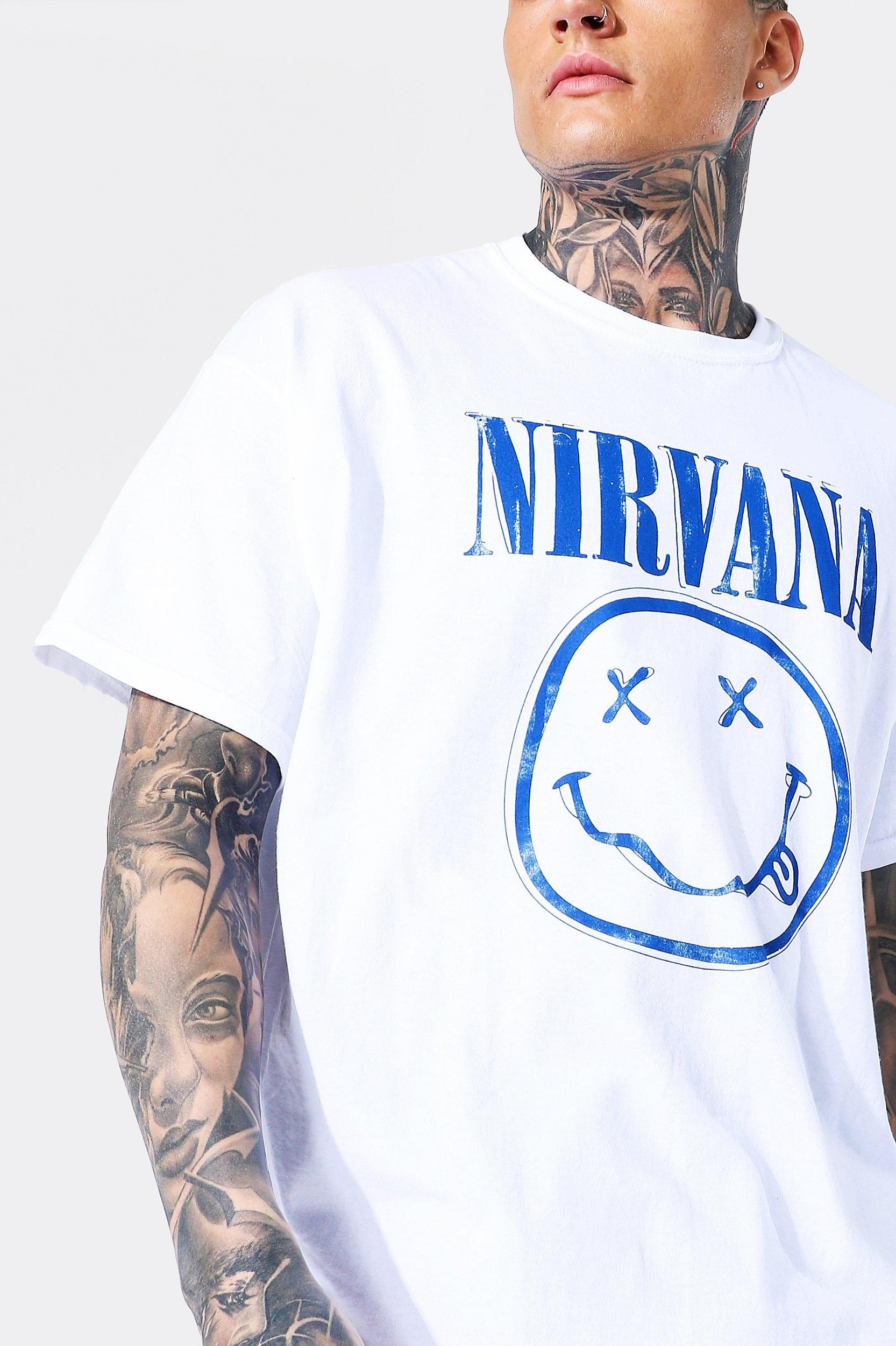 Oversized Nirvana Face License T-shirt | boohooMAN USA Product Image