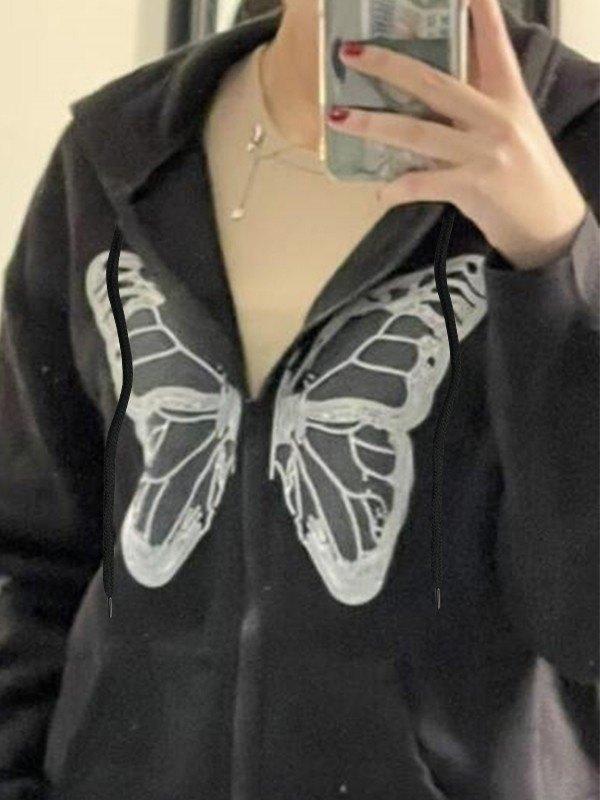 Y2K Butterfly Oversized Zip Up Hoodie Product Image
