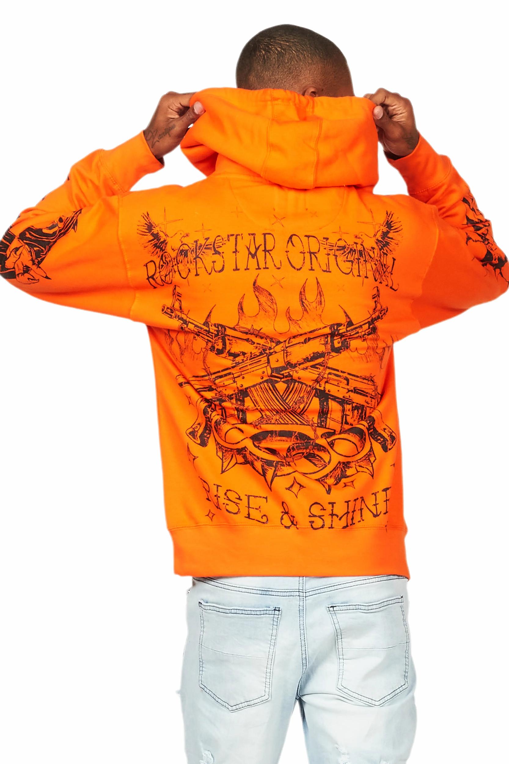 Pogboom Orange Graphic Hoodie Male Product Image