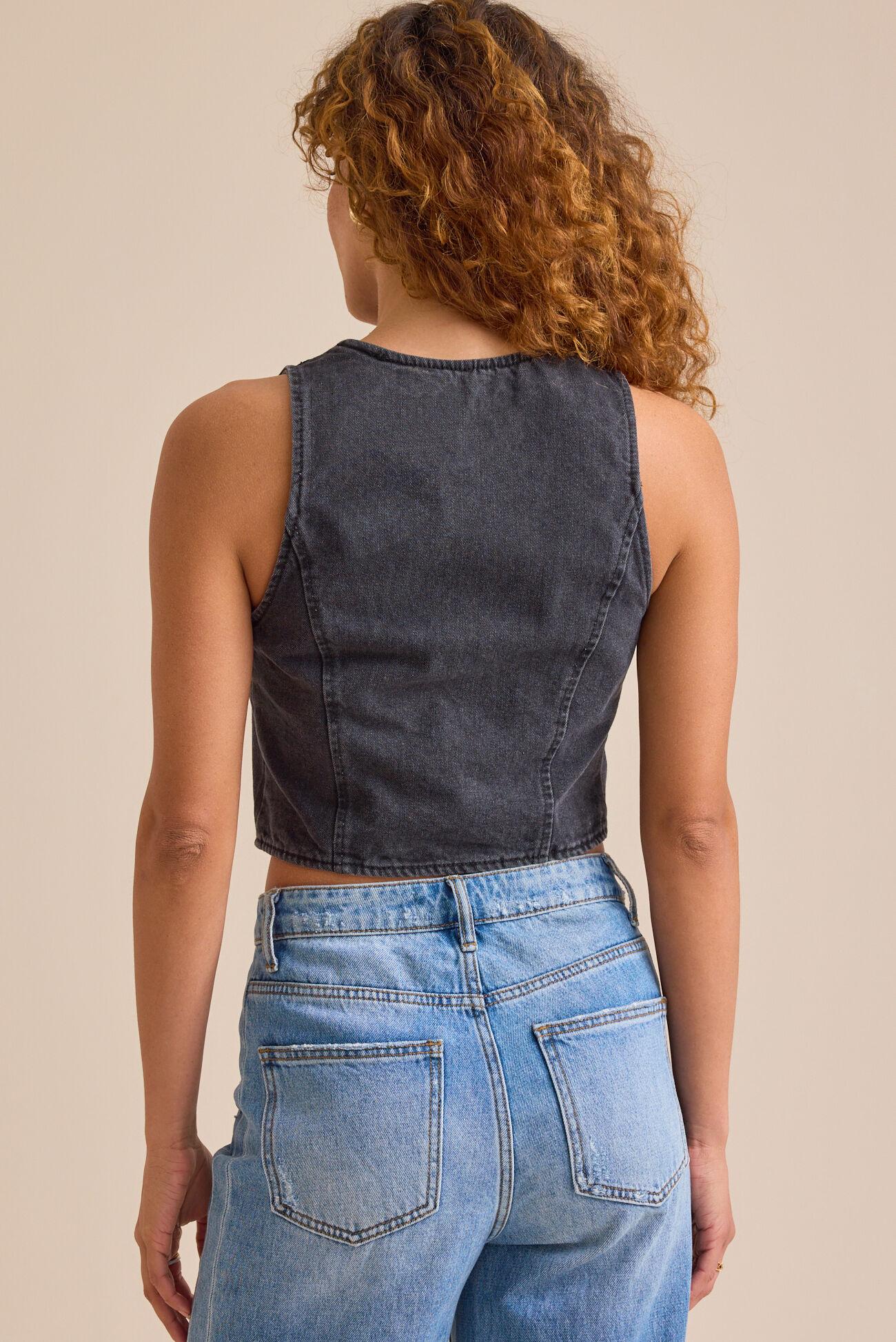 Tessa Tie Front Denim Vest Product Image